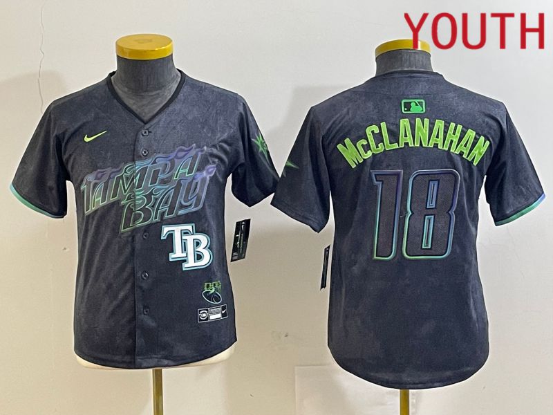 Youth Tampa Bay Rays #18 Mcclanahan Black City Edition 2024 Nike MLB Jersey style 4